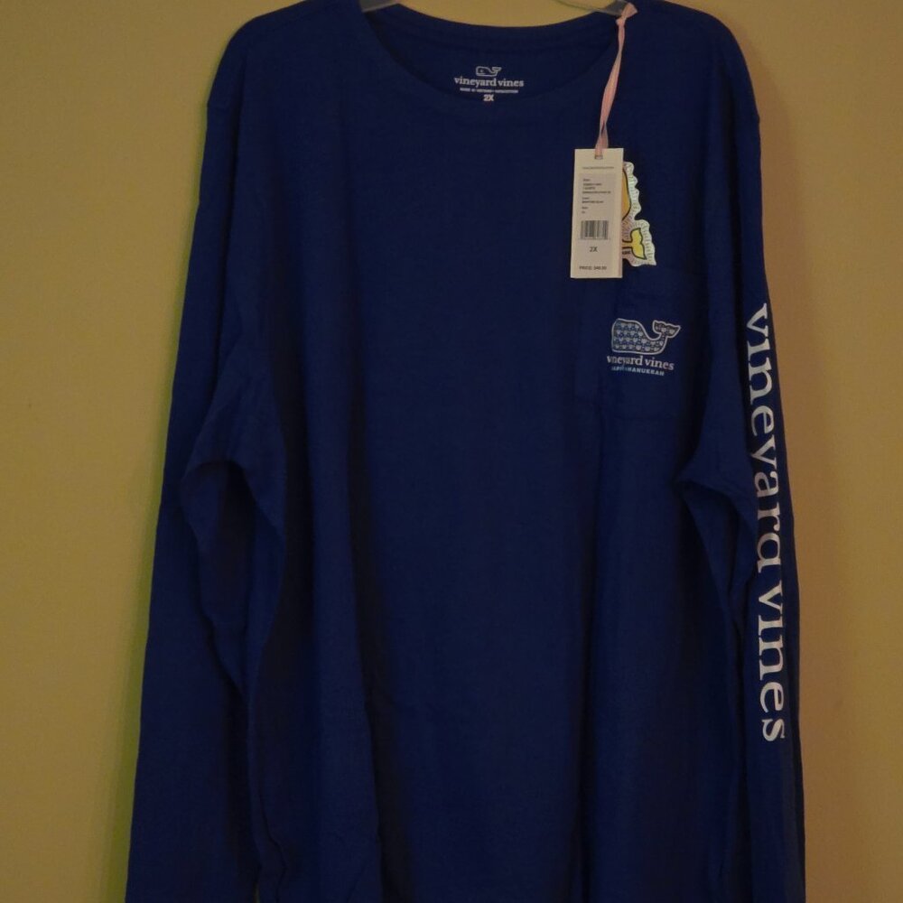 NWT - Vineyard Vines Women's Hanukkah Glow in the Dark Long Sleeve T-Shirt 2X/3X